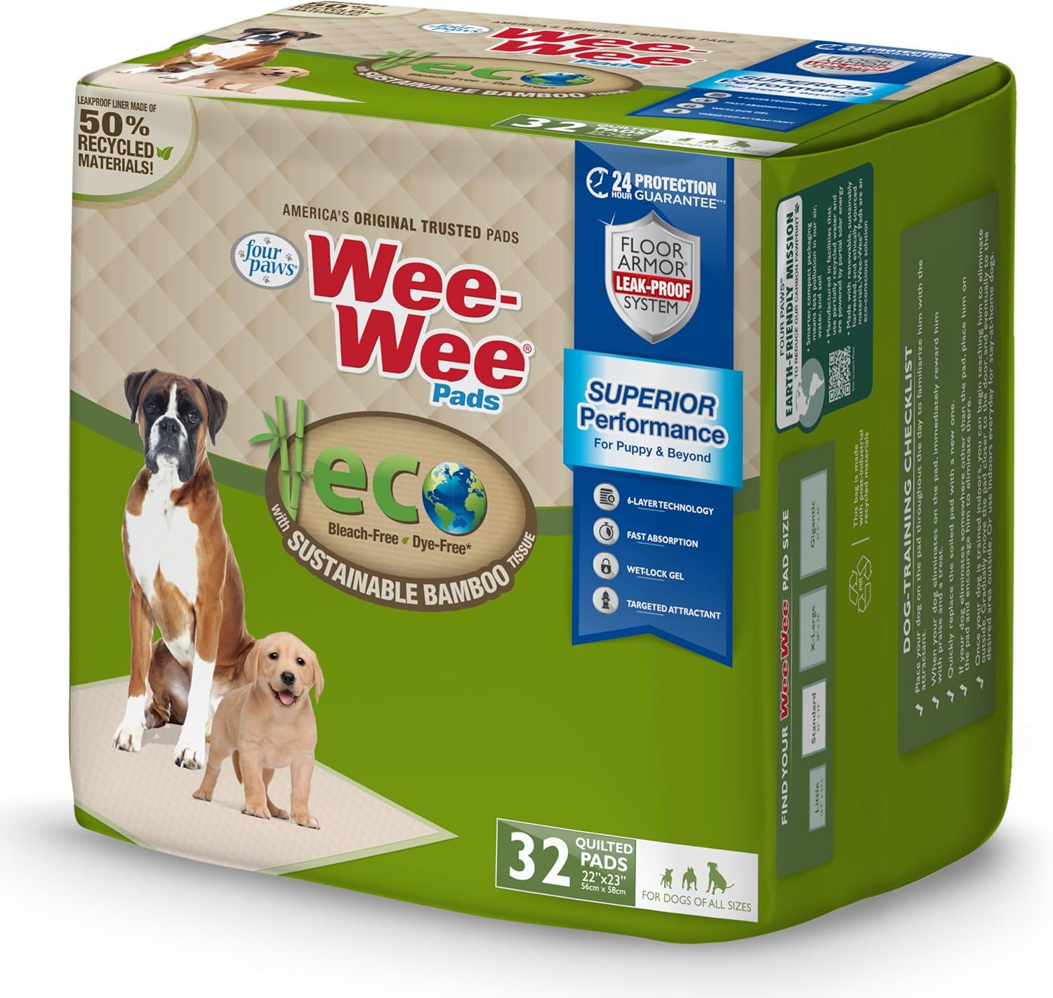 Superior Performance Bamboo Pee Pads for Dogs, Crate Liners, Housebreaking