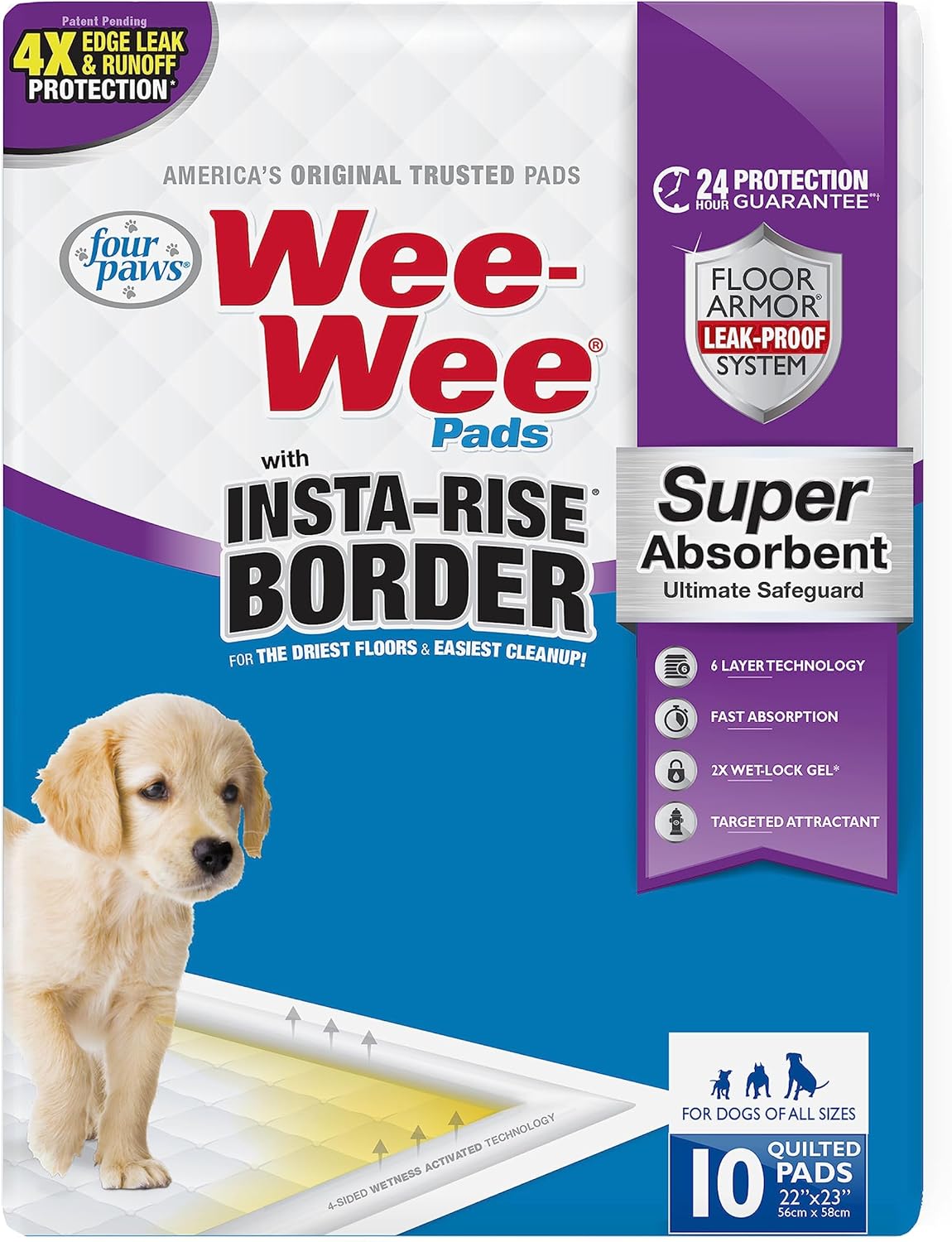 Super Absorbent Unscented Pee Pads for Dogs & Puppies with Border