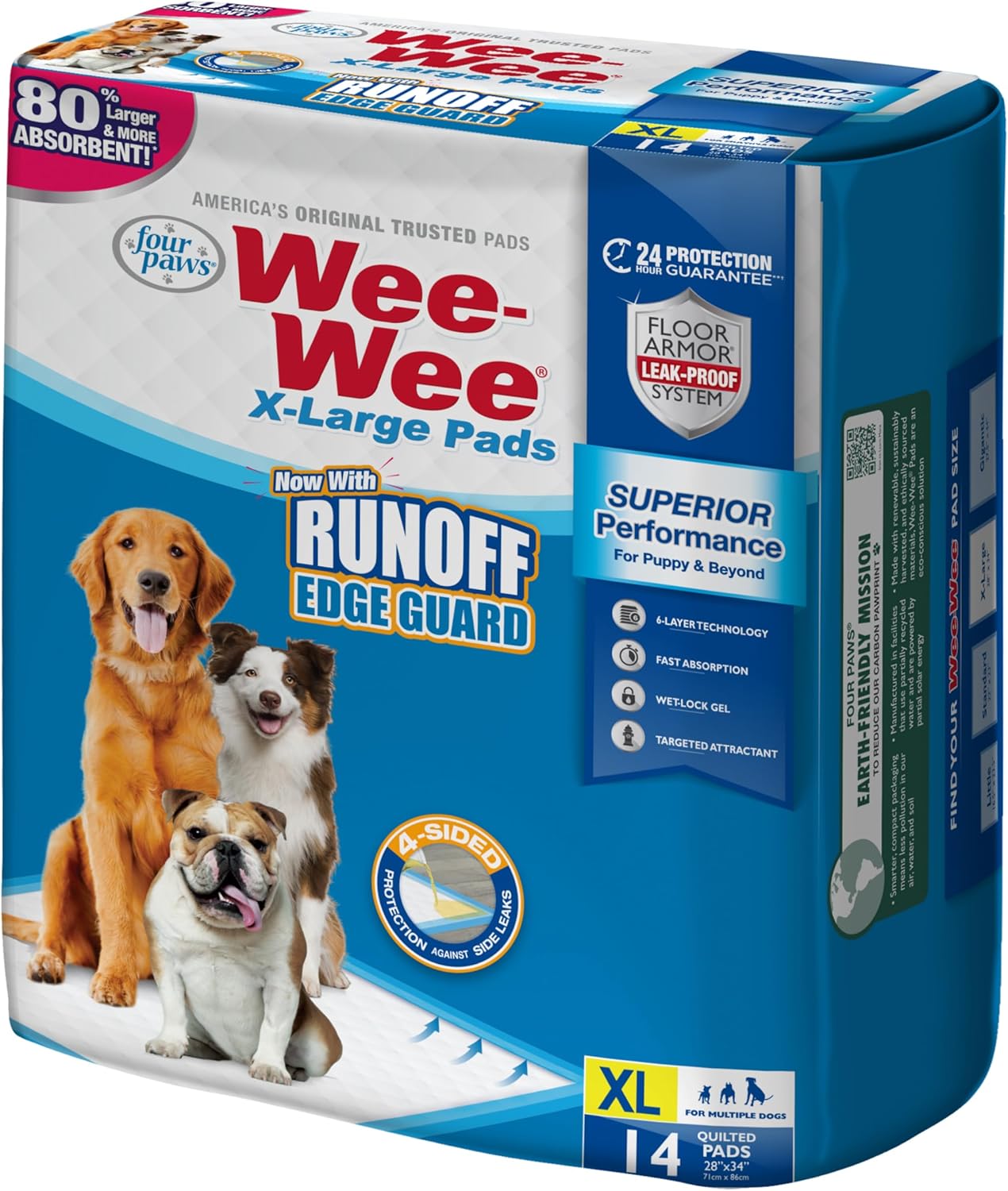 Superior Performance Pee Pads for Dogs with Runoff Barrier Edge Guard